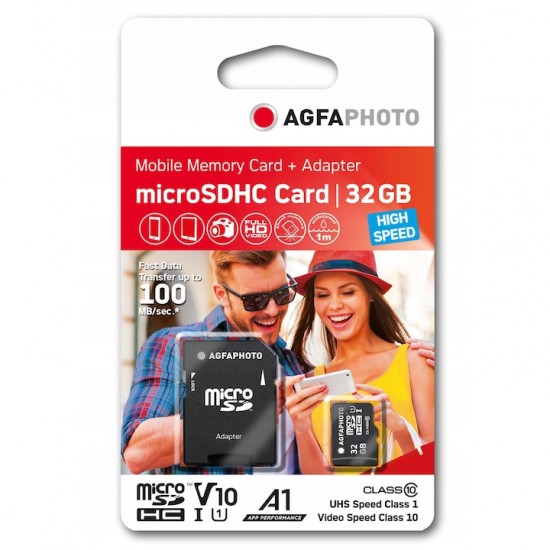 Card Micro SDHC Agfa 32GB 100MB/s U1 V10 plus adaptor