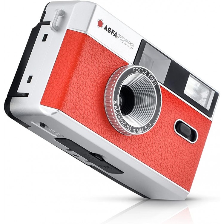 Aparat foto pe film AgfaPhoto 35mm, blitz, rosu