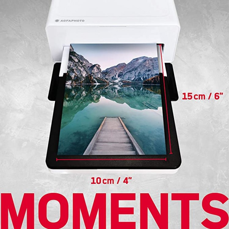 Imprimanta foto Agfaphoto Realipix Moments 10x15, Bluetooth, include set 10 coli, Alb