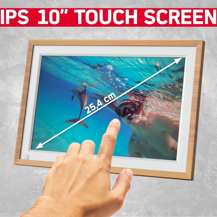 Rama foto digitala, agfaphoto, apf1000, 10 inci, 32 GB, Wi-Fi, prezentare automata de diapozitive, senzor de miscare, statie meteo, calendar, ceas, maro