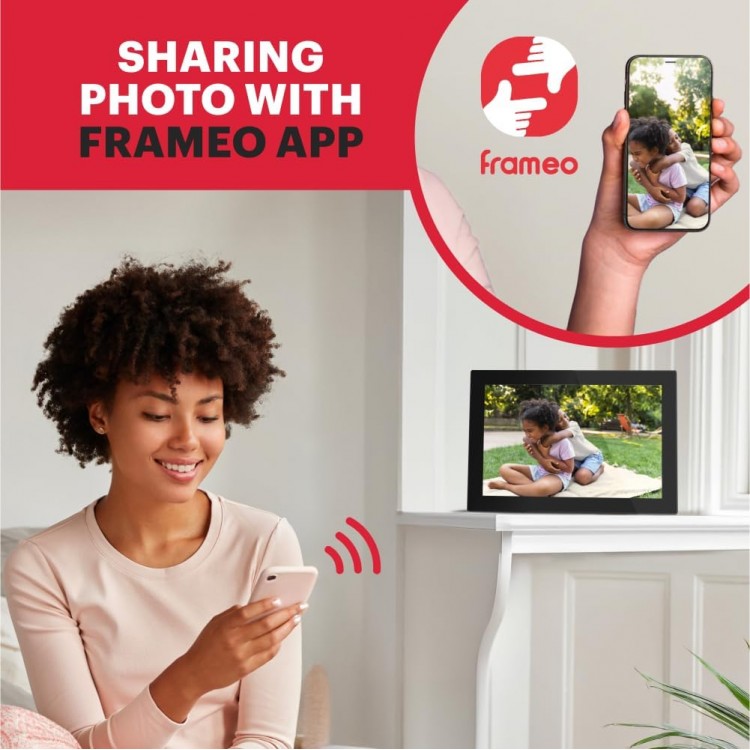 Rama foto digitala din sticla, AGFAPHOTO Realiview APF1000 Wi-Fi GL,10', 32GB, Touch Screen, negru