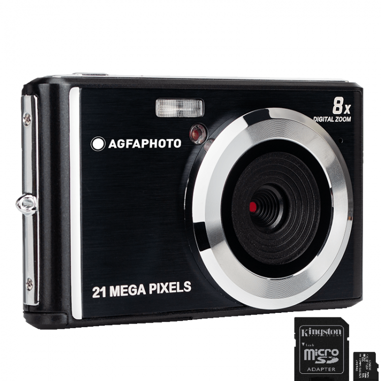 Pachet Camera foto compacta AgfaPhoto DC5200 21MP HD 720p Negru, si card 32 GB