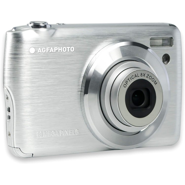 Aparat foto digital AgfaPhoto DC8200 21MP, include card SD 16 GB si husa, Argintiu