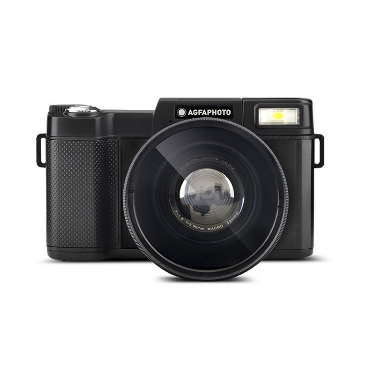 Kit Vlogging Agfaphoto Realishot VLG4K-DIGS, Camera 4K, zoom digital 16X, include obiectiv wide-angle, trepied cu baterie externa, telecomanda, microfon, Negru