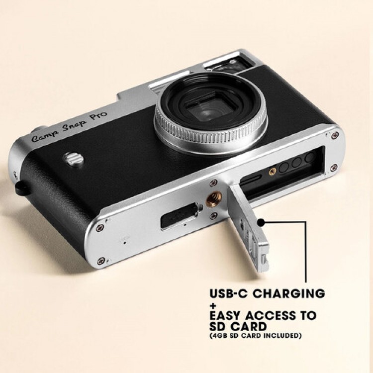 Camera Foto Digitala Retro Camp Snap CS-PRO, 16MP, Fara Ecran, Blitz Xenon, 4 Filtre Vintage, USB-C, Negru