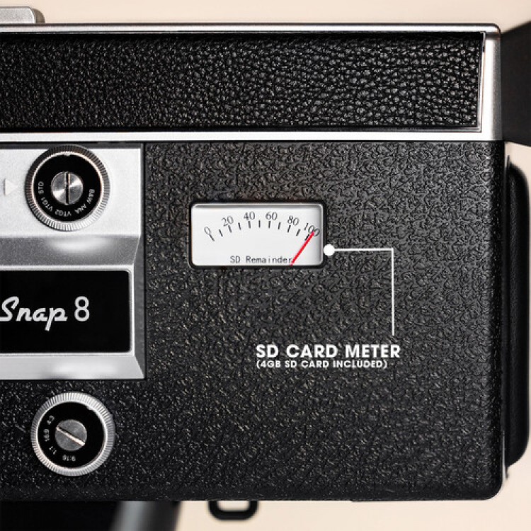 Camera Video Digitala Retro Camp Snap CS-8, 2.7K, Stil Super 8, Fara Ecran, 5 Filtre Vintage, Zoom Digital 8x, USB-C, Negru