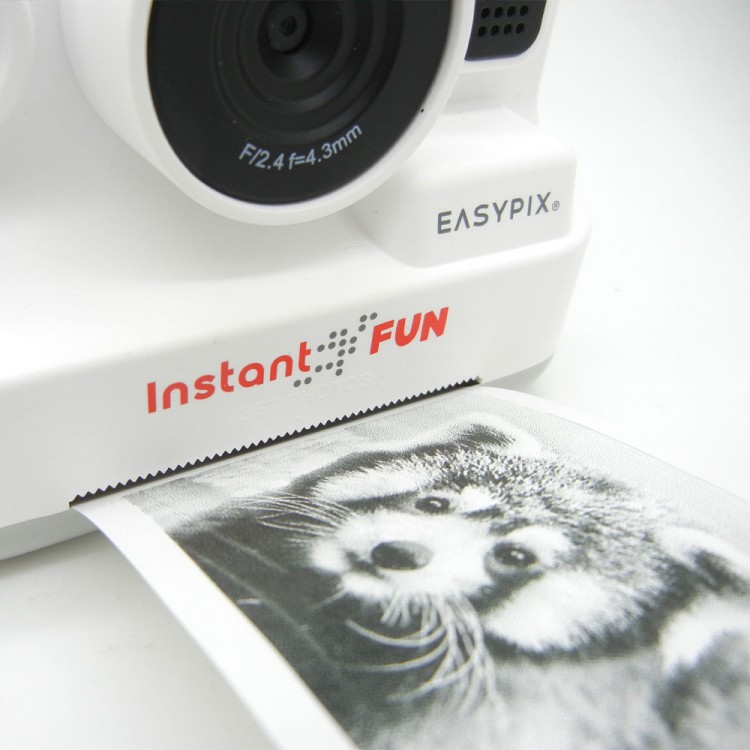 Aparat Foto Instant pentru Copii Easypix InstaFun, 12Mpx, FULL HD, 5 jocuri, player muzical, printare termica Alb-Negru, Alb
