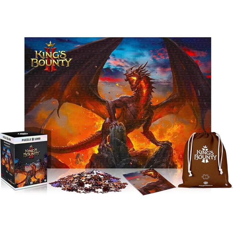 Puzzle premium King's Bounty II: Dragon, Good Loot, 1000 piese, 68 x 48 cm, include poster si geanta