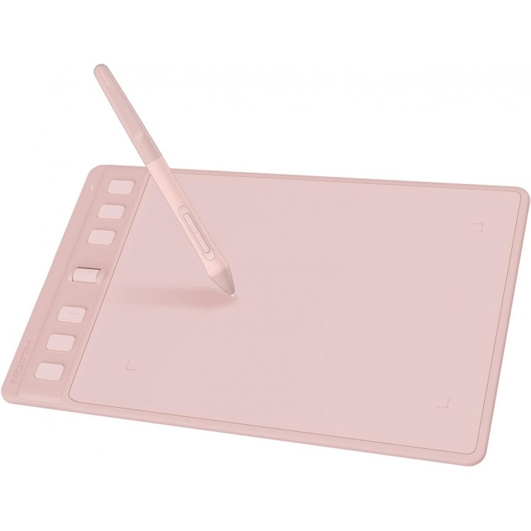 Tableta grafica HUION Inspiroy 2 Small cu rotita de defilare 6 taste personalizate, 6x4inch, roz