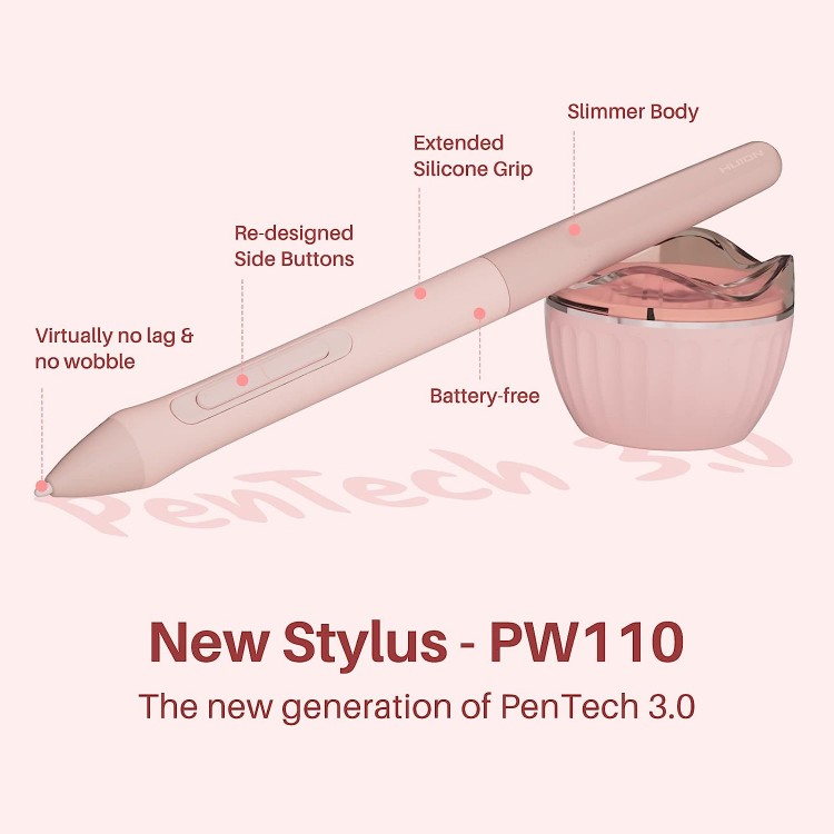 Tableta grafica HUION Inspiroy 2 Small cu rotita de defilare 6 taste personalizate, 6x4inch, roz