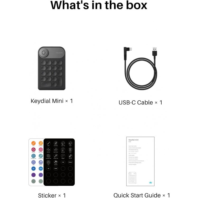 Tastatura mini, Huion, K20, pentru Tablete grafice, PC, Mac, Laptop, Surface Pro