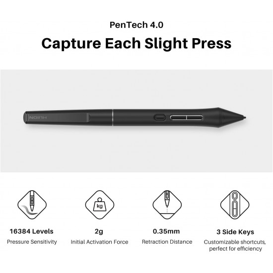 Tableta Grafica HUION Kamvas 16 Gen 3, Ecran 15.8" 2.5K QHD, 16384 Presiune, PenTech 4.0, Compatibila PC/Mac/Android