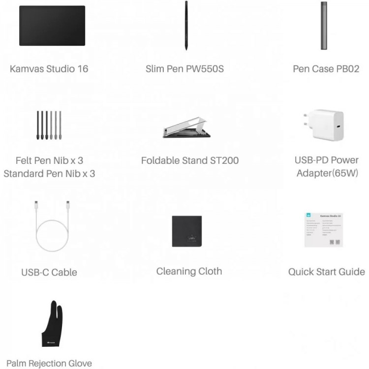 Pen computer all-in-one Huion Kamvas Studio 16 KS1601, 15,8 inci cu ecran tactil QHD 2.5K, 100% Adobe RGB, Windows 11 Pro, Intel Core i7, 16G RAM + 512G SSD