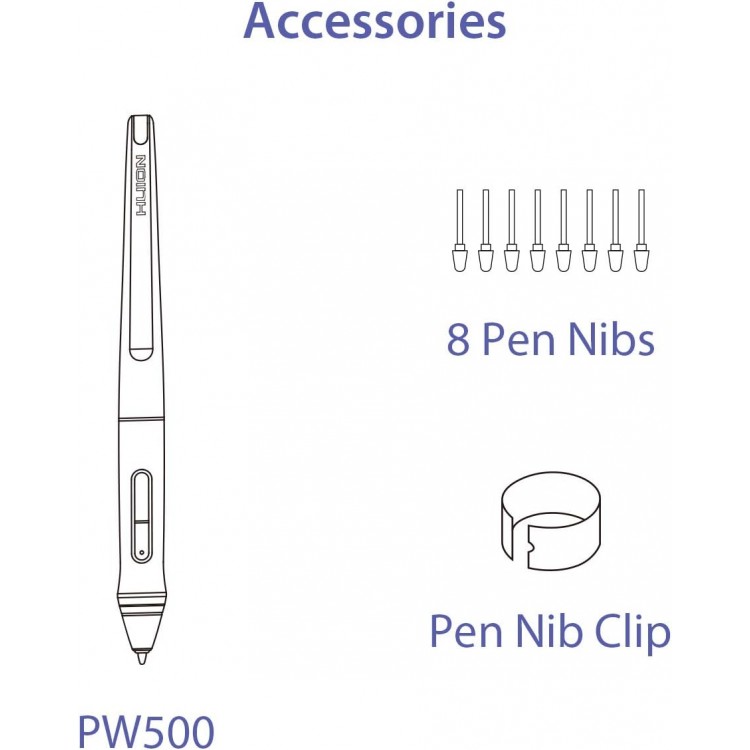Stilou digital HUION PW500 pentru tablete grafice Q11K V2, WH1409 V2, Q620M, HS611, GT-191 V2, GT-192, GT-221, GT2201
