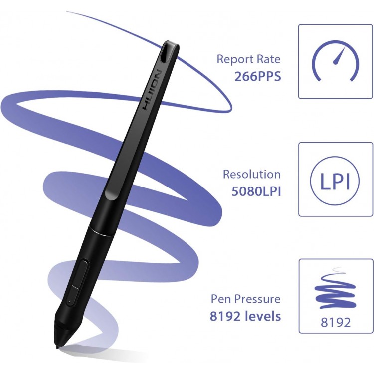 Stilou digital HUION PW500 pentru tablete grafice Q11K V2, WH1409 V2, Q620M, HS611, GT-191 V2, GT-192, GT-221, GT2201