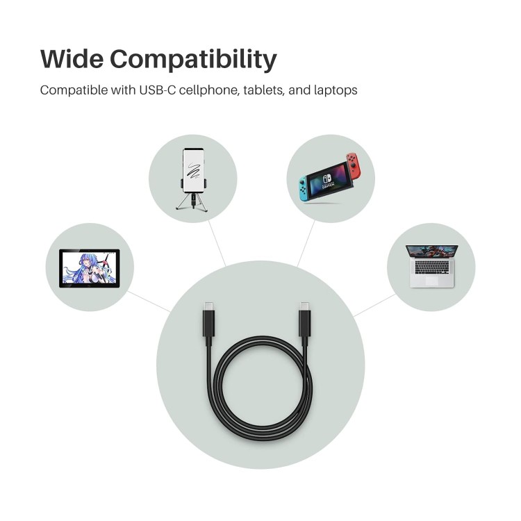 Cablu USB-C Huion UC06, USB3.1 GEN2, 10 Gbps, compatibil cu tablete grafice Huion