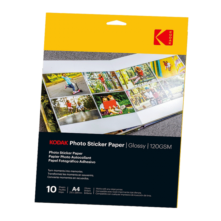 Hartie foto Kodak autocolant, 120 g/m&sup2;, A4 x10 Bucati