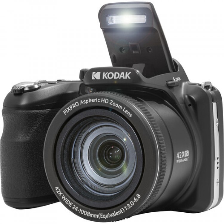Aparat Foto High Zoom Kodak PixPro AZ425, 20 MP, Zoom 42X, Full HD – 1080p, include acumulator suplimentar si geanta foto Pixpro, Negru