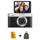 Pachet Aparat Foto KODAK PIXPRO C1 Retro Vlogging Camera – Full HD Flip Screen, 13MP, 4x Zoom, Negru, include card 16GB Kodak si cititor carduri