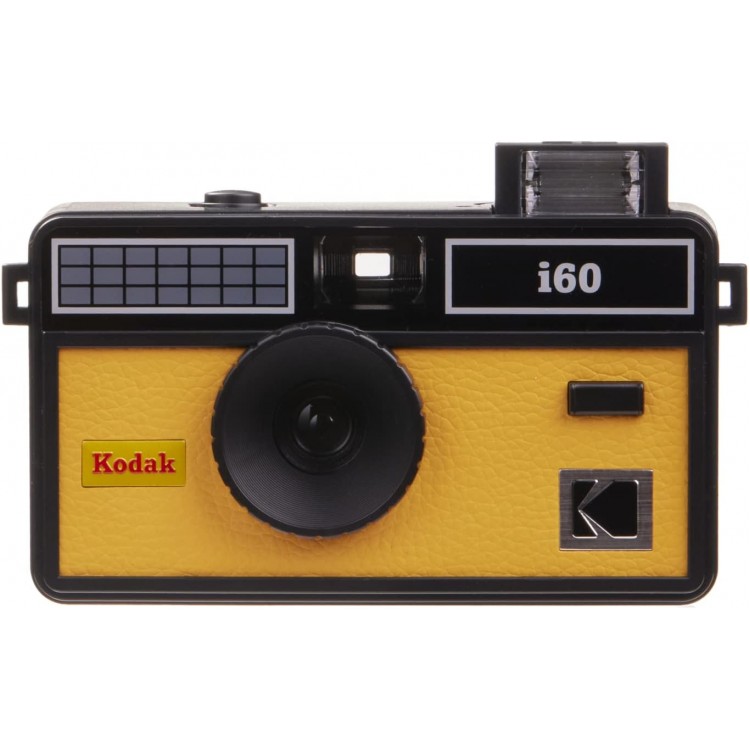 Aparat foto reutilizabil Kodak i60 pe film de 35 mm stil retro, blit incorporat, Galben