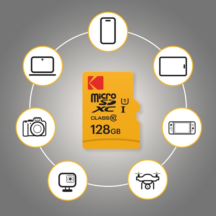 Card de memorie Kodak Premium Performance microSD 128 GB, UHS-I V10 U1 Clasa 10, include adaptor SD