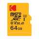 Card de memorie Kodak Ultra Performance microSD 64 GB, UHS-I U3 V30 A1 Clasa 10, viteze de pana la 100MB/s, ideal pentru 4K, smartphone si drone. include adaptor SD