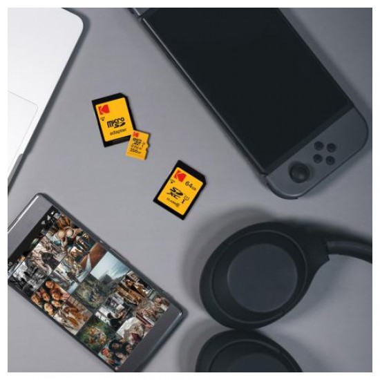 Card de memorie Kodak Premium Performance microSD 64 GB, UHS-I V10 U1 Clasa 10, include adaptor SD