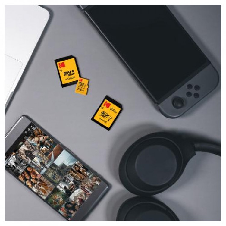 Card de memorie Kodak Premium Performance microSD 64 GB, UHS-I V10 U1 Clasa 10, include adaptor SD