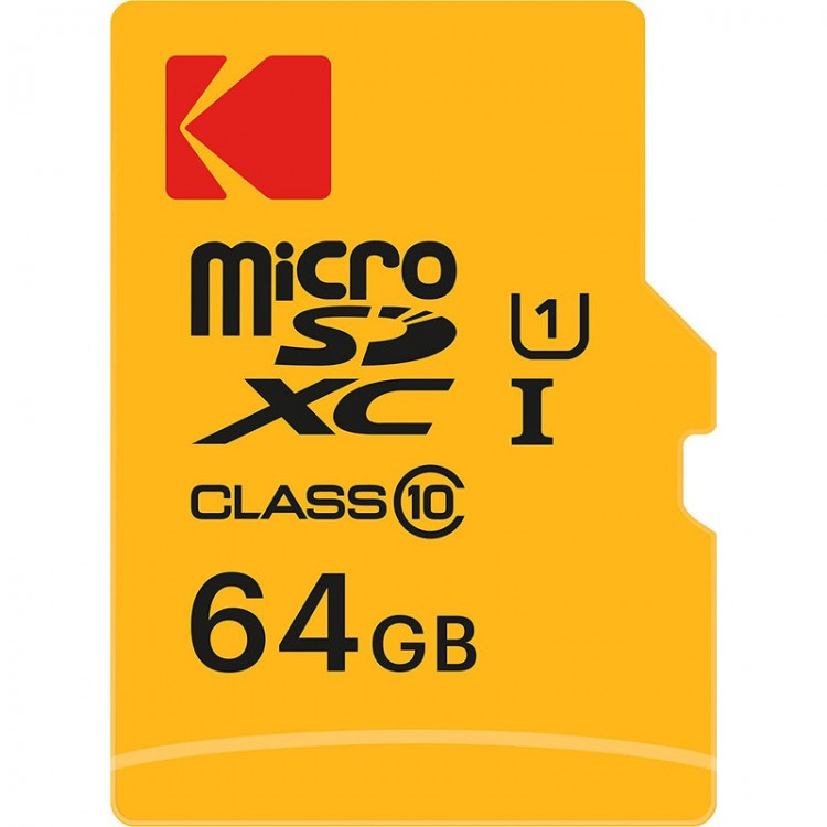 Card de memorie Kodak Premium Performance microSD 64 GB, UHS-I V10 U1 Clasa 10, include adaptor SD