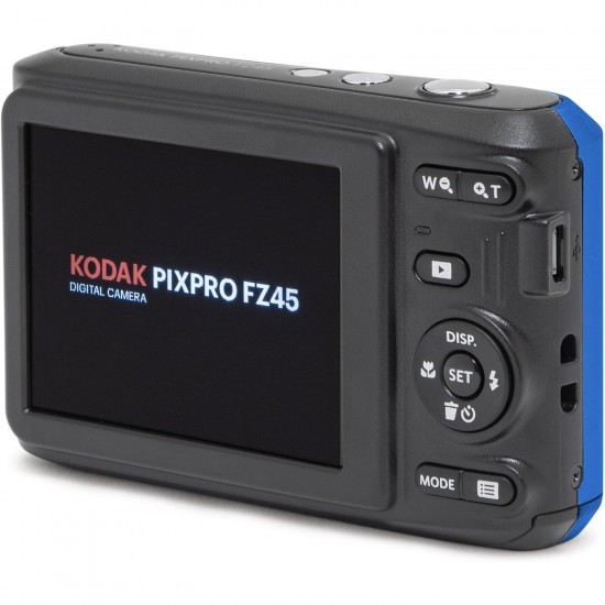 Pachet Aparat Foto Kodak PixPro FZ45, 16 MP, Zoom 4X, Vlogging, Full HD – 1080p, Albastru, include geanta transport si card 32 GB