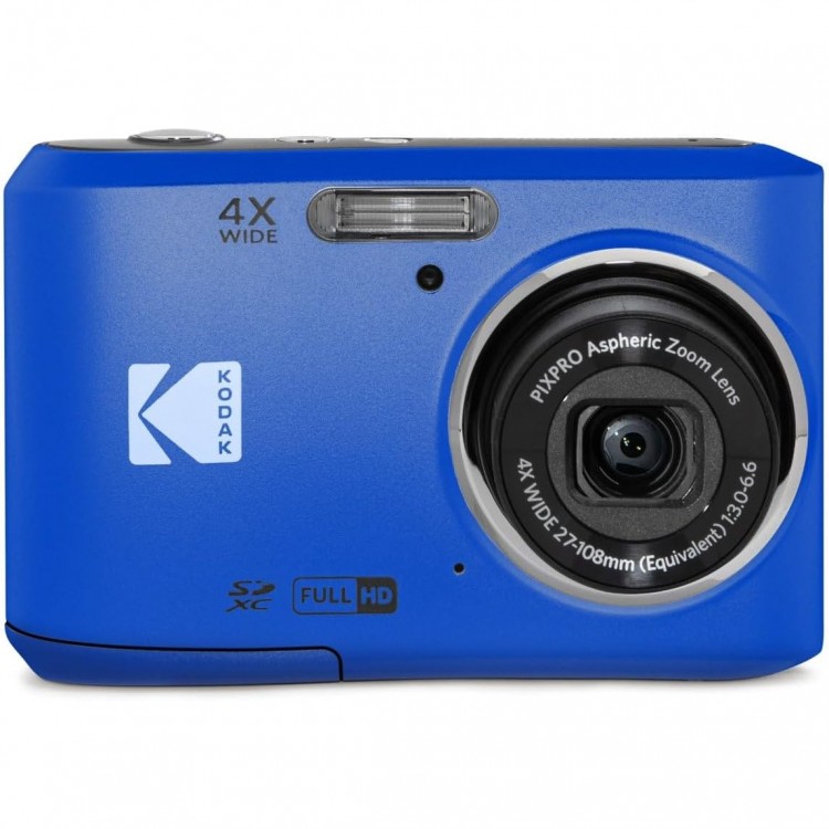 Pachet Aparat Foto Kodak PixPro FZ45, 16 MP, Zoom 4X, Vlogging, Full HD – 1080p, Albastru, include geanta transport si card 32 GB