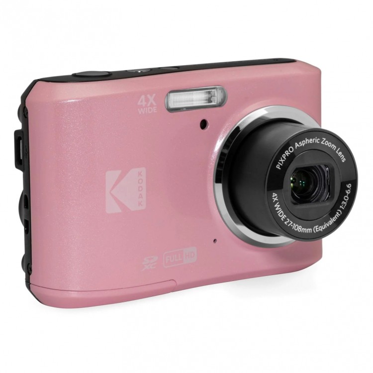 Pachet Aparat Foto Kodak PixPro FZ45, 16 MP, Zoom 4X, Vlogging, Full HD – 1080p, Roz, include geanta transport si card 32 GB