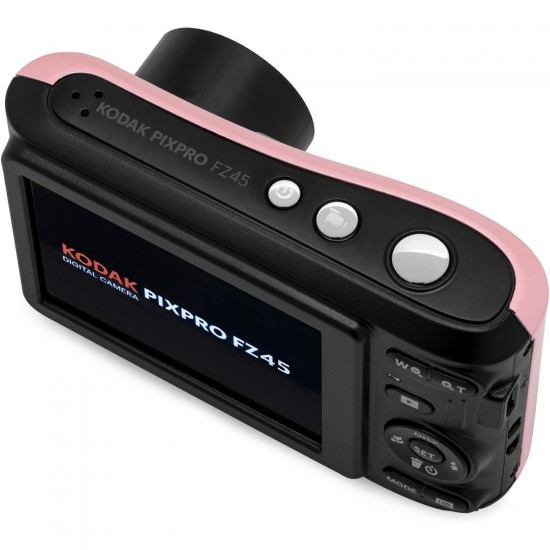 Pachet Aparat Foto Kodak PixPro FZ45, 16 MP, Zoom 4X, Vlogging, Full HD – 1080p, Roz, include geanta transport si card 32 GB