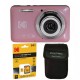 Pachet Aparat Foto Kodak PixPro FZ55, 16 MP, Zoom 5X, Vlogging, Full HD – 1080p, include geanta transport si card 64 GB Kodak, Roz