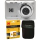 Pachet Aparat Foto Kodak PixPro FZ55, 16 MP, Zoom 5X, Vlogging, Full HD – 1080p, include geanta transport si card 64 GB Kodak, Silver