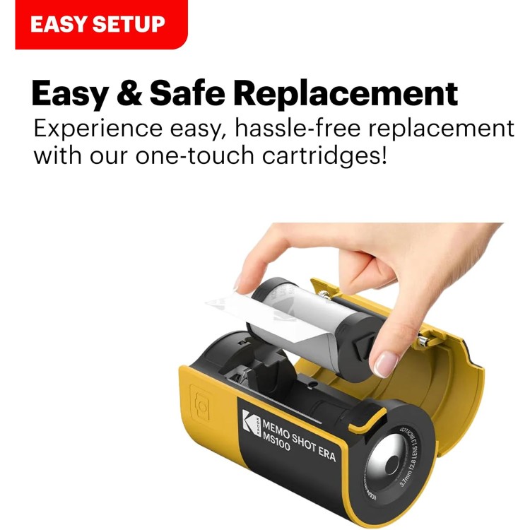 Camera foto instant Kodak Memo Shot ERA MS100– imprimare instant, camera digitala compacta cu tehnologie ZINK, ideala pentru copii, petreceri si calatorii, Alb