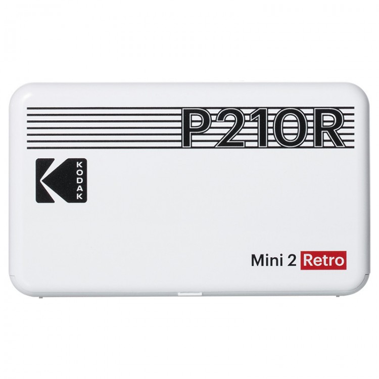 Imprimanta foto portabila Kodak Mini 2 Retro, Bluetooth, include set 8 coli, Alb