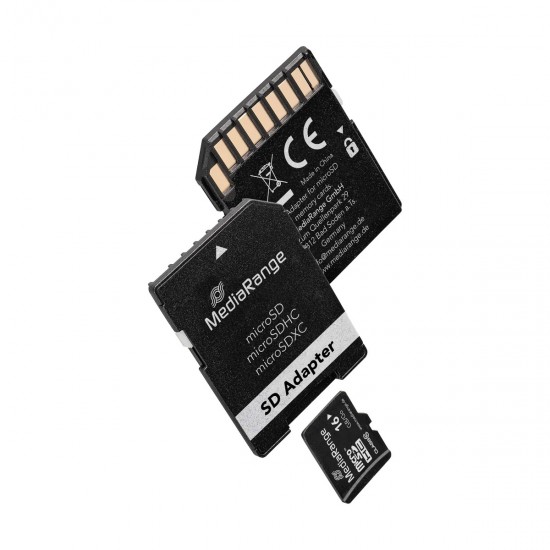 Card de memorie MediaRange microSDHC de 16 GB cu adaptor, Clasa 10