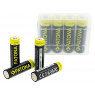 Set 4 bucati, acumulatori AA Patona, 2450 mAh, reincarcabili, descarcare lenta, gata de utilizare, include cutie depozitare