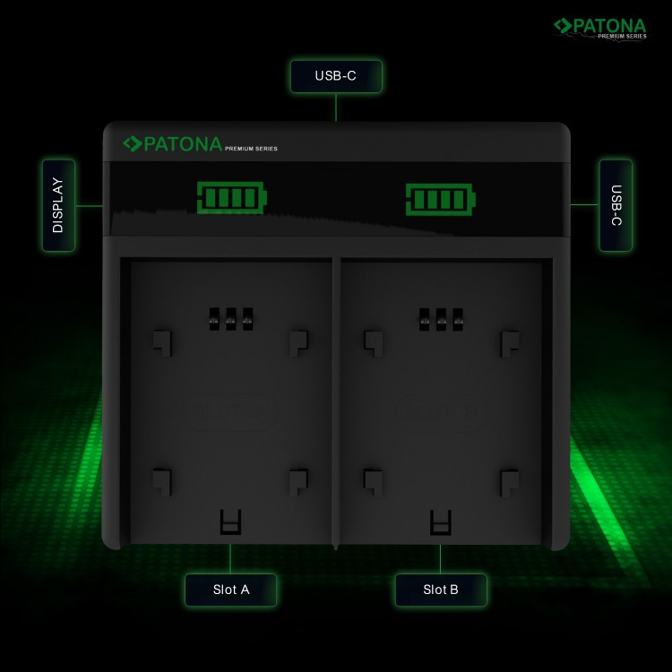 Incarcator rapid Patona Premium Dual PD Performance pentru Canon LP-E6, functie Powerbank, include cablu USB-C