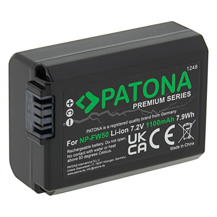 Acumulator PATONA Premium NP-FW50,1100mAh, pentru Sony NP-FW50 NEX-3 NEX.3C NEX-5 NEX.5A NEX-7
