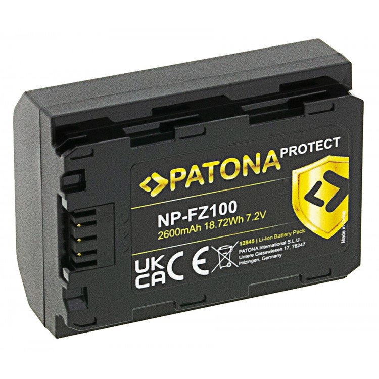 Acumulator Patona Protect NP-FZ100, 2600mAh, pentru Sony A7 III A7M3 Alpha 7 III A7 R III A7RM3 Alpha 7 R III A9 Alpha 9