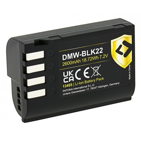 Acumulator Patona Protect DMW-BLK22, 2600mAh, pentru Panasonic Lumix DC-S5 G9 GH5 GH5S GH6