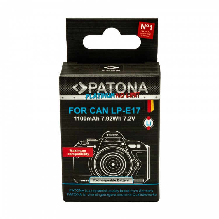 Acumulator Patona Platinum LP-E17, Decodat, 1100mAh, pentru Canon EOS R10, EOS RP 77D 200D 750D 760D 8000D