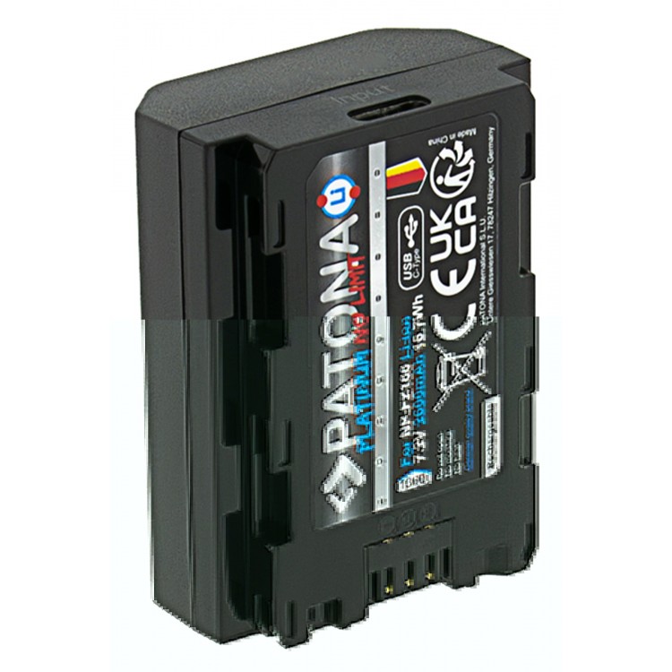 Acumulator Patona Platinum NP-FZ100, port USB-C, 2600 mAh, pentru SONY A7 III A7M3 Alpha 7 III A7 R III A7RM3 Alpha 7