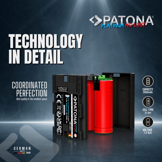 Acumulator Patona Platinum LP-E6P LP-E6NH LP-E6N, incarcare USB-C, 2600mAh, pentru Canon EOS R5 Mark II