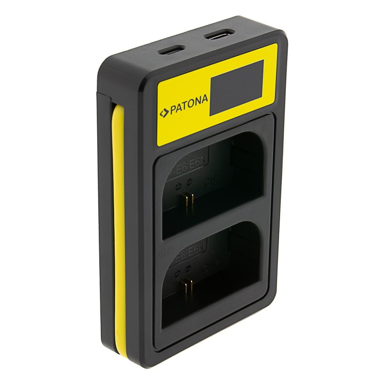 Incarcator smart DUAL USB LCD PATONA pentru 2 acumulatori Canon LP-E6