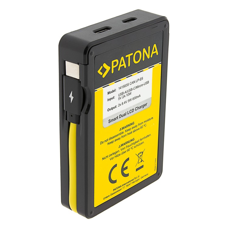 Incarcator smart DUAL USB LCD PATONA pentru 2 acumulatori Canon LP-E6