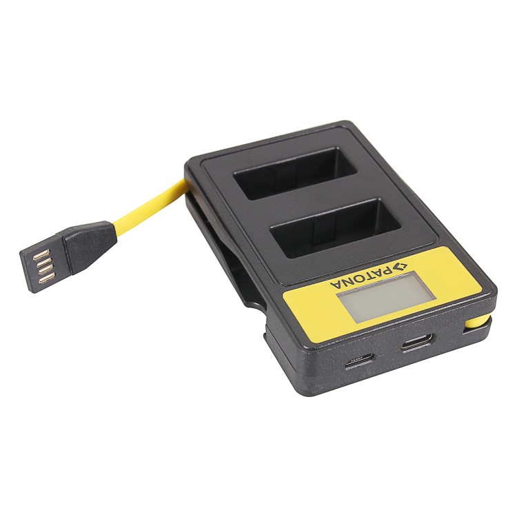 Incarcator smart DUAL USB LCD PATONA pentru 2 acumulatori Canon LP-E12