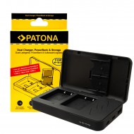 Incarcator Dual USB Patona NP-W126 cu functie Power Bank si spatiu pentru 2x carduri SD pentru Fuji FinePix